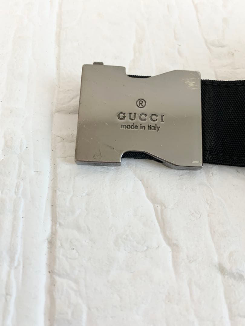 GUCCI グッチ ベルト フリーサイズ ナイロン×レザー ロゴバックル
