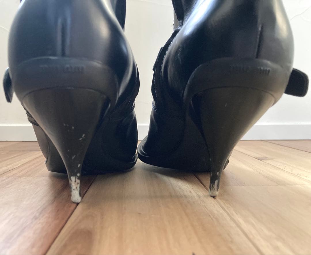 MIUMIUブラックレザー ロングブーツ 38.5