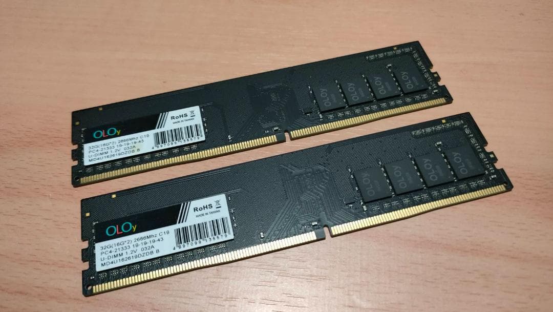 OLOy DDR4 2666Mhz （PC4-21300） 16GBx2枚