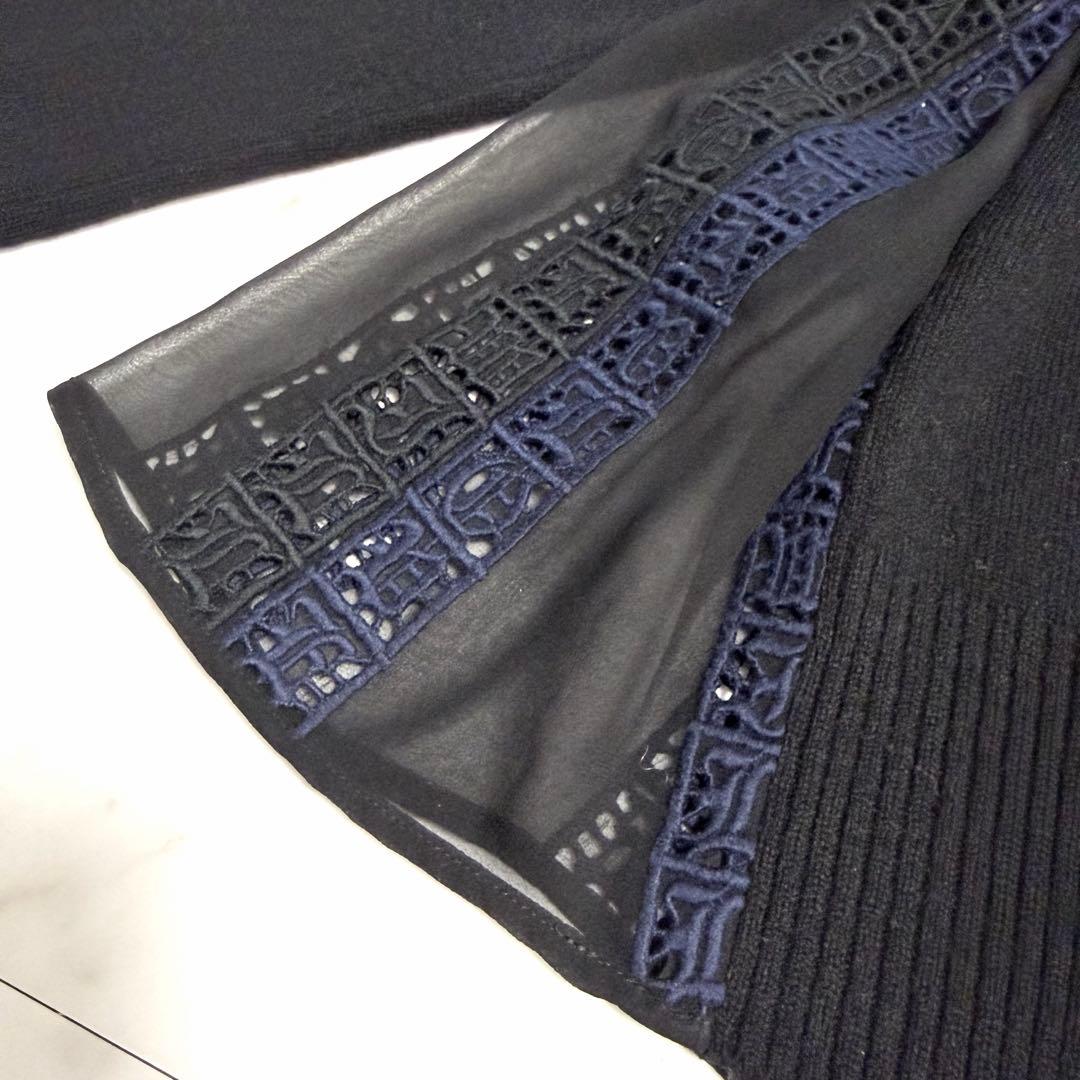 【美品】sacai バックプリーツ ドッキング ニット タートルネック サカイ