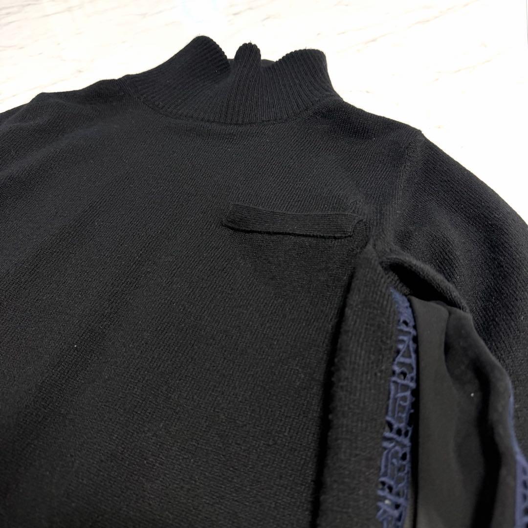 【美品】sacai バックプリーツ ドッキング ニット タートルネック サカイ