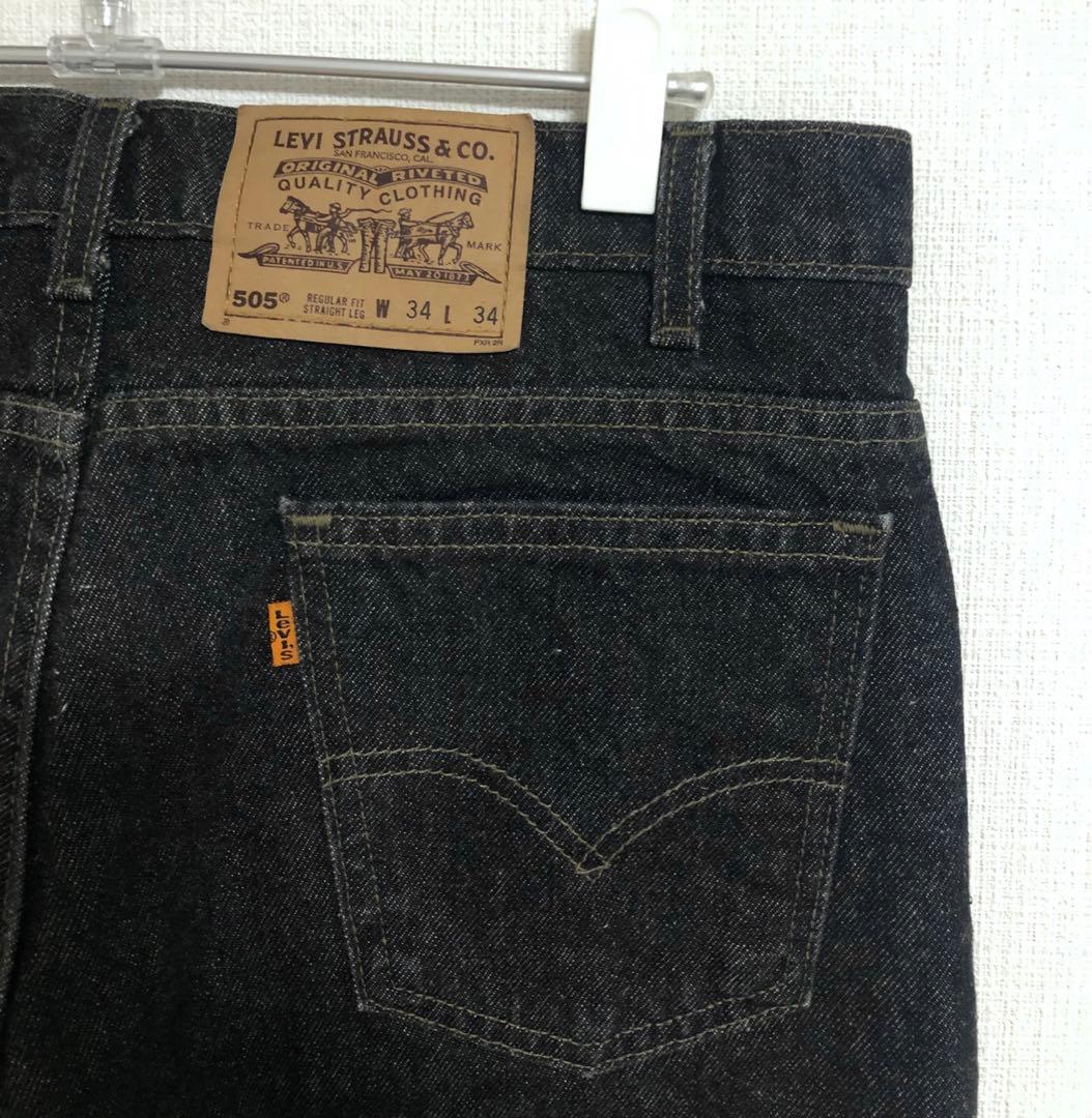 デッド 先染めブラック USA製 90s リーバイス 505 デニムパンツW34