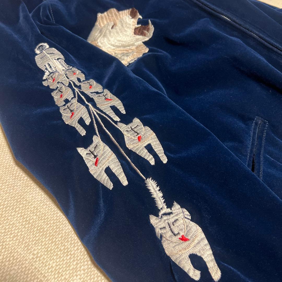 HOUSTON ヒューストン　別珍　白熊　スカジャン　ベロア　ネイビー