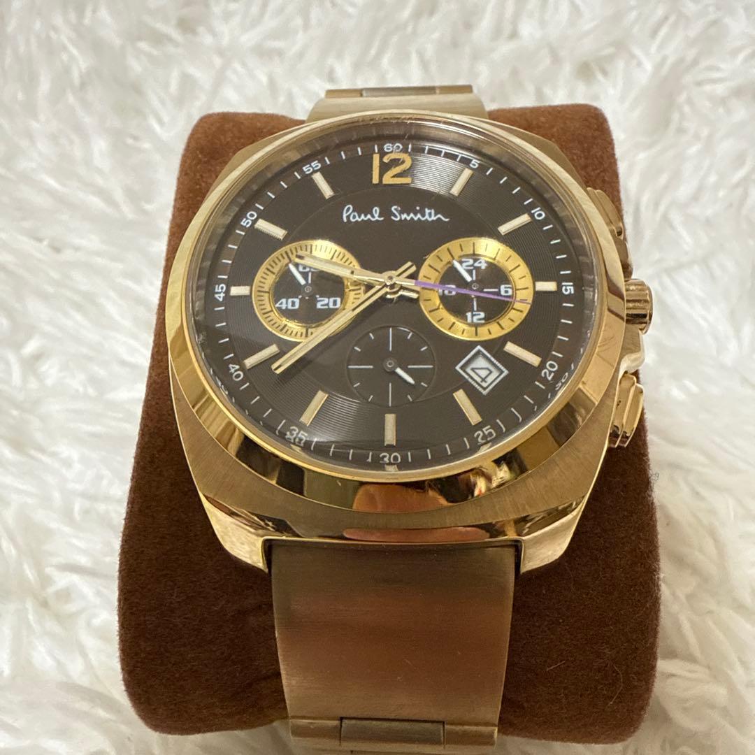 稼働品　Poul Smith ポールスミス　腕時計　クロノグラフ　ゴールド