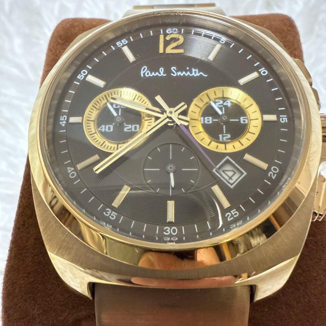 稼働品　Poul Smith ポールスミス　腕時計　クロノグラフ　ゴールド