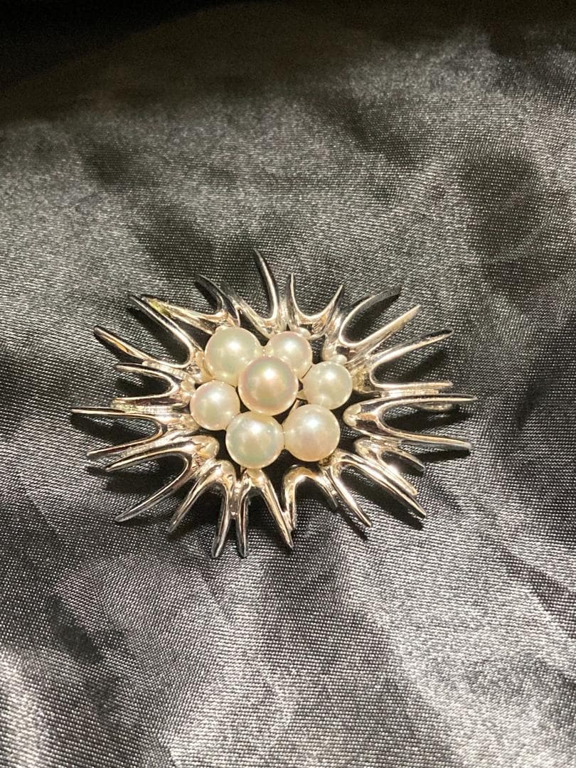 MIKIMOTO ミキモト ブローチ パール 7粒 7珠 925 皇室御用達