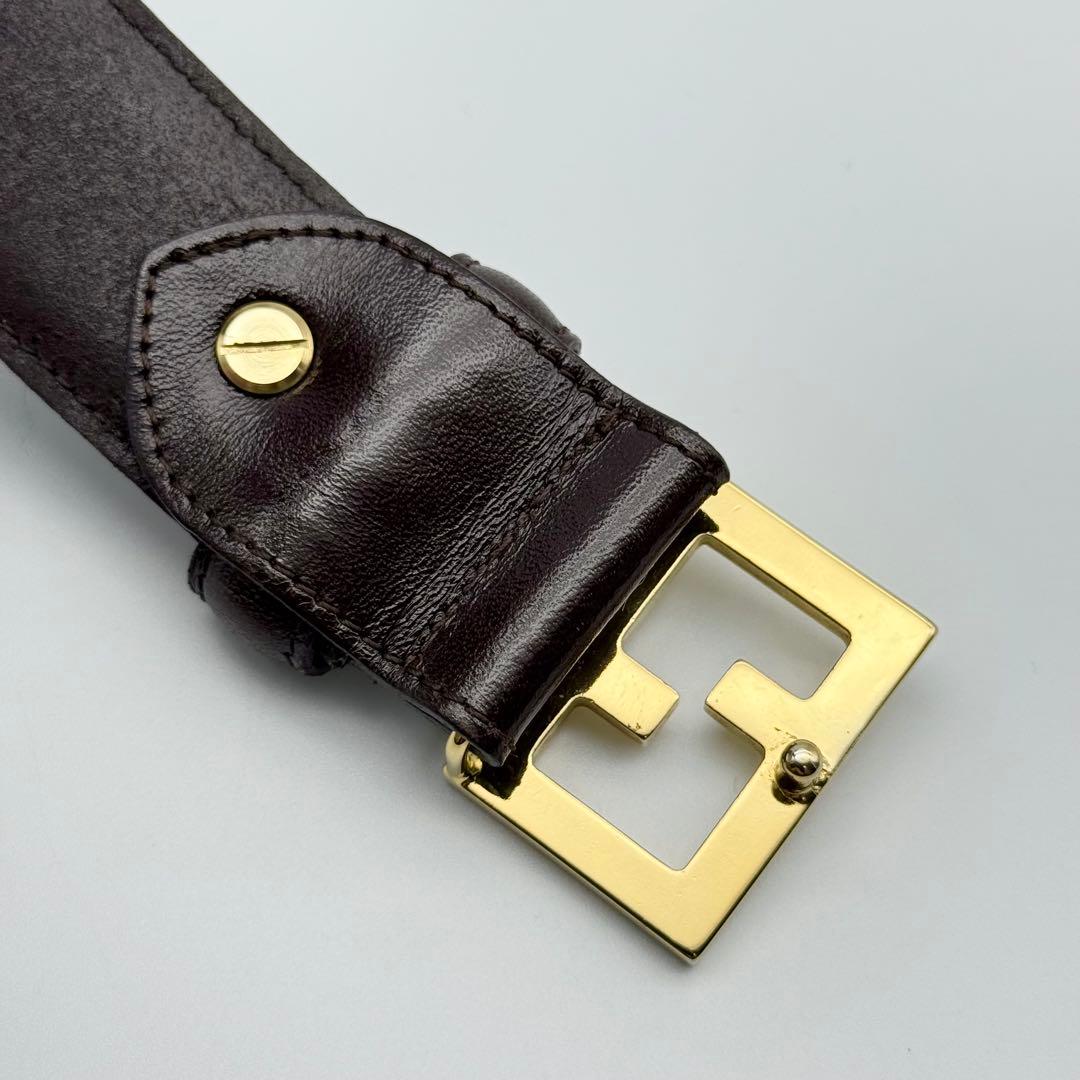 ✨良品✨FENDI ベルト ズッカ柄 FFロゴ レザー ゴールド金具 男女兼用