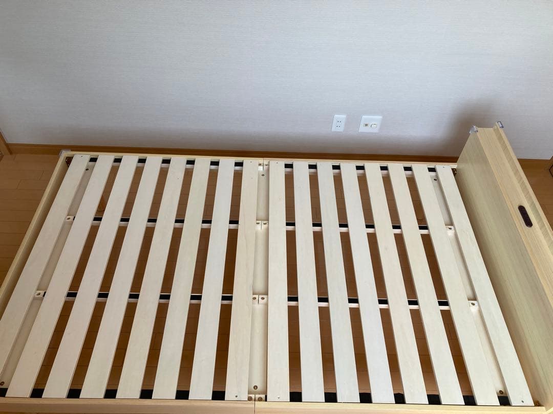 【そら】セミダブルベッド すのこ棚 コンセント付 高さ調整 天然木パイン材