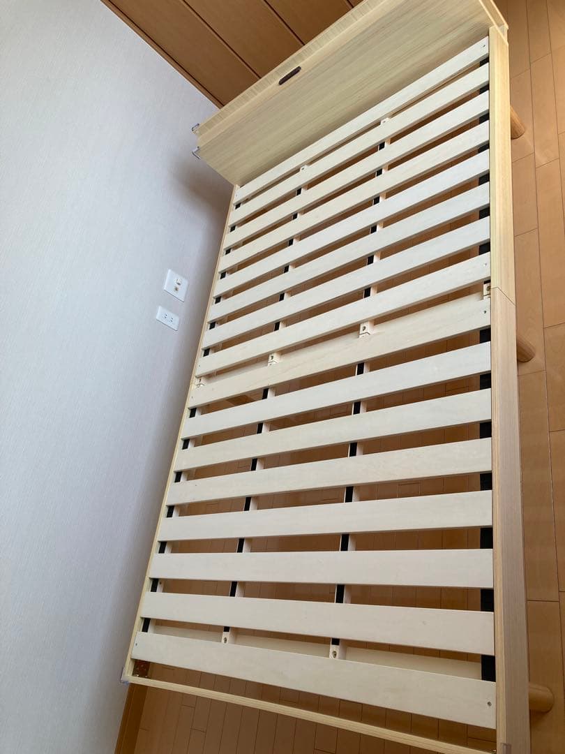 【そら】セミダブルベッド すのこ棚 コンセント付 高さ調整 天然木パイン材