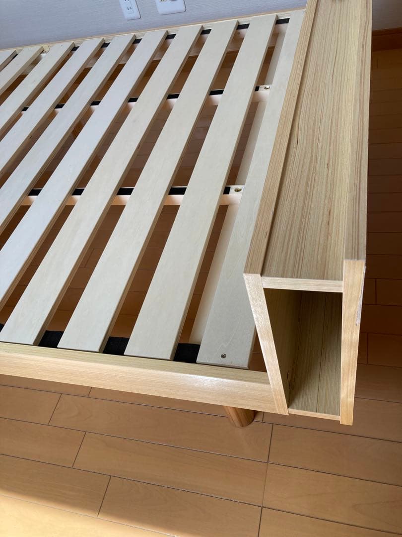 【そら】セミダブルベッド すのこ棚 コンセント付 高さ調整 天然木パイン材