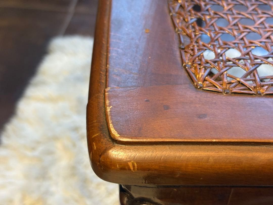 フレンチアンティーク　猫脚　クラシック　ラタンシートチェア　ヴィンテージ　NZ