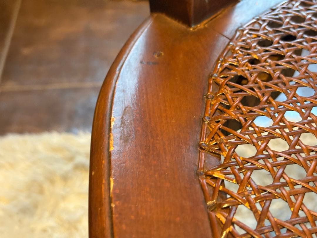 フレンチアンティーク　猫脚　クラシック　ラタンシートチェア　ヴィンテージ　NZ