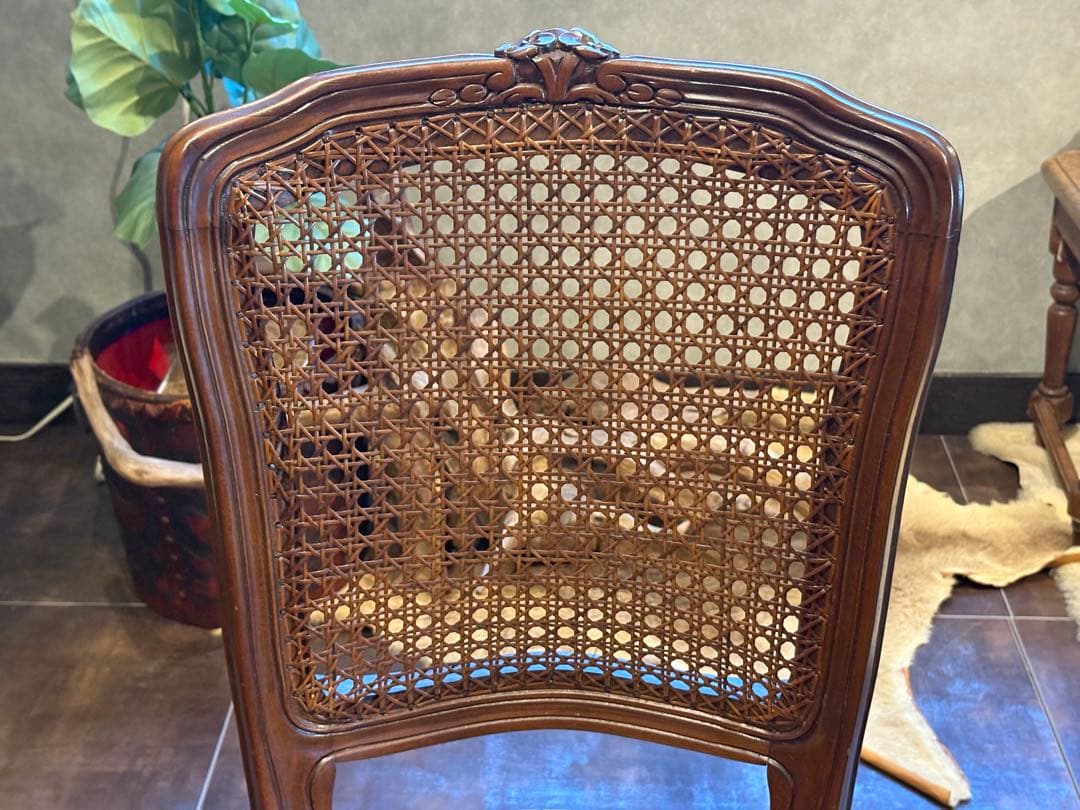 フレンチアンティーク　猫脚　クラシック　ラタンシートチェア　ヴィンテージ　NZ