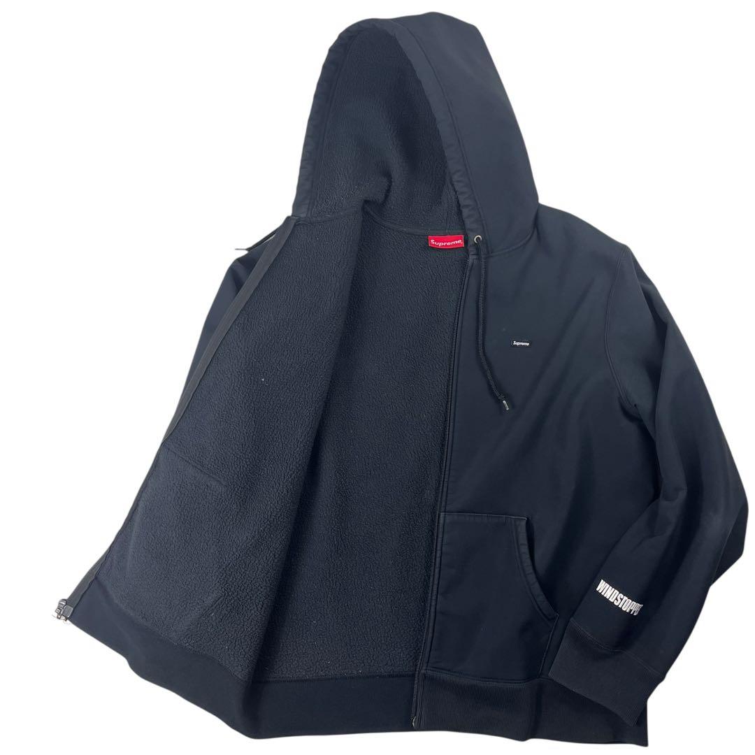 Supreme WINDSTOPPER ジップアップフーディ 黒 コラボ ロゴ