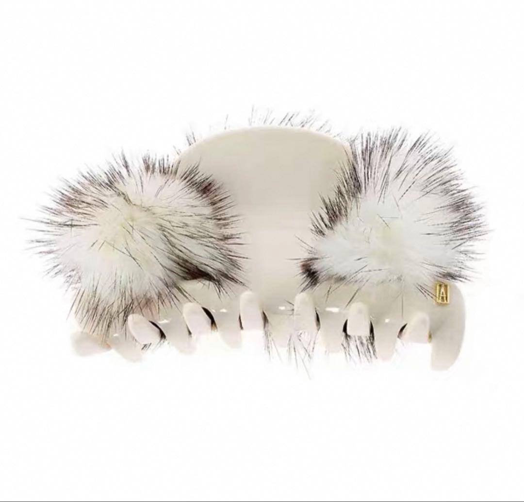 新品　Alexandre de paris ミンクファー ヘアクリップ