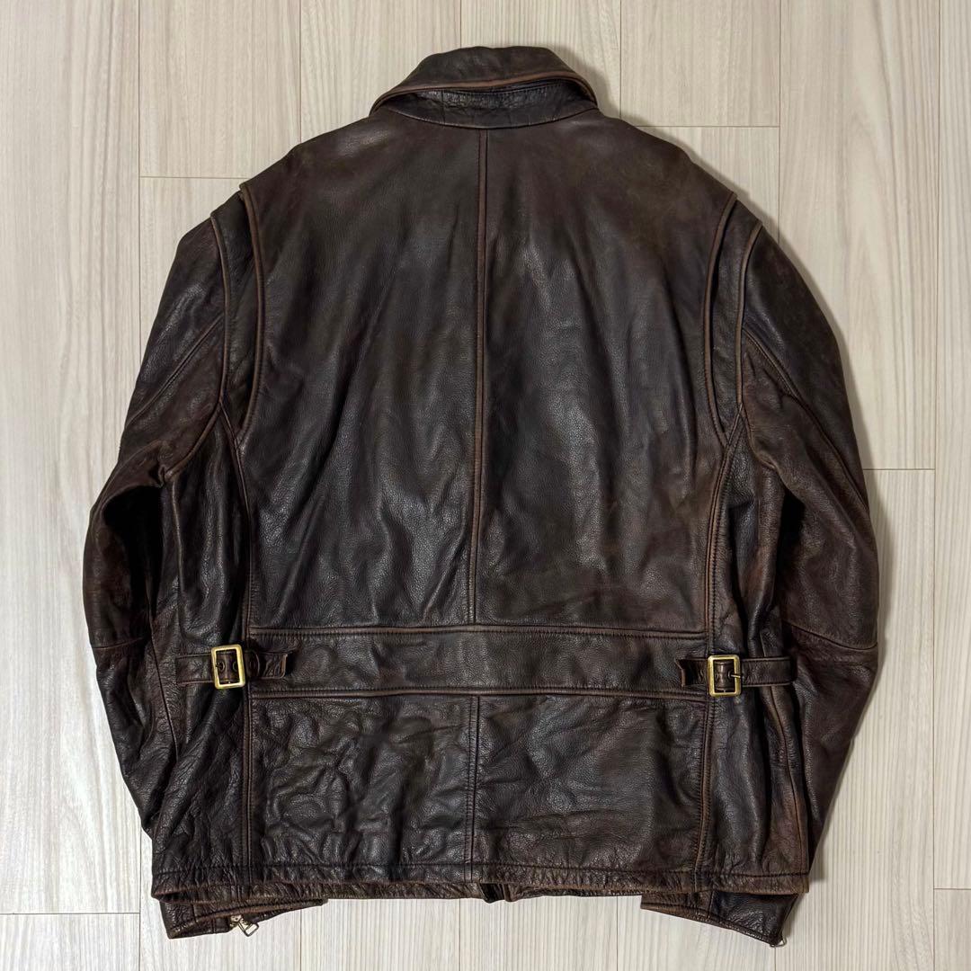00s Eddie Bauer 牛革 レザージャケット ブラウン XL