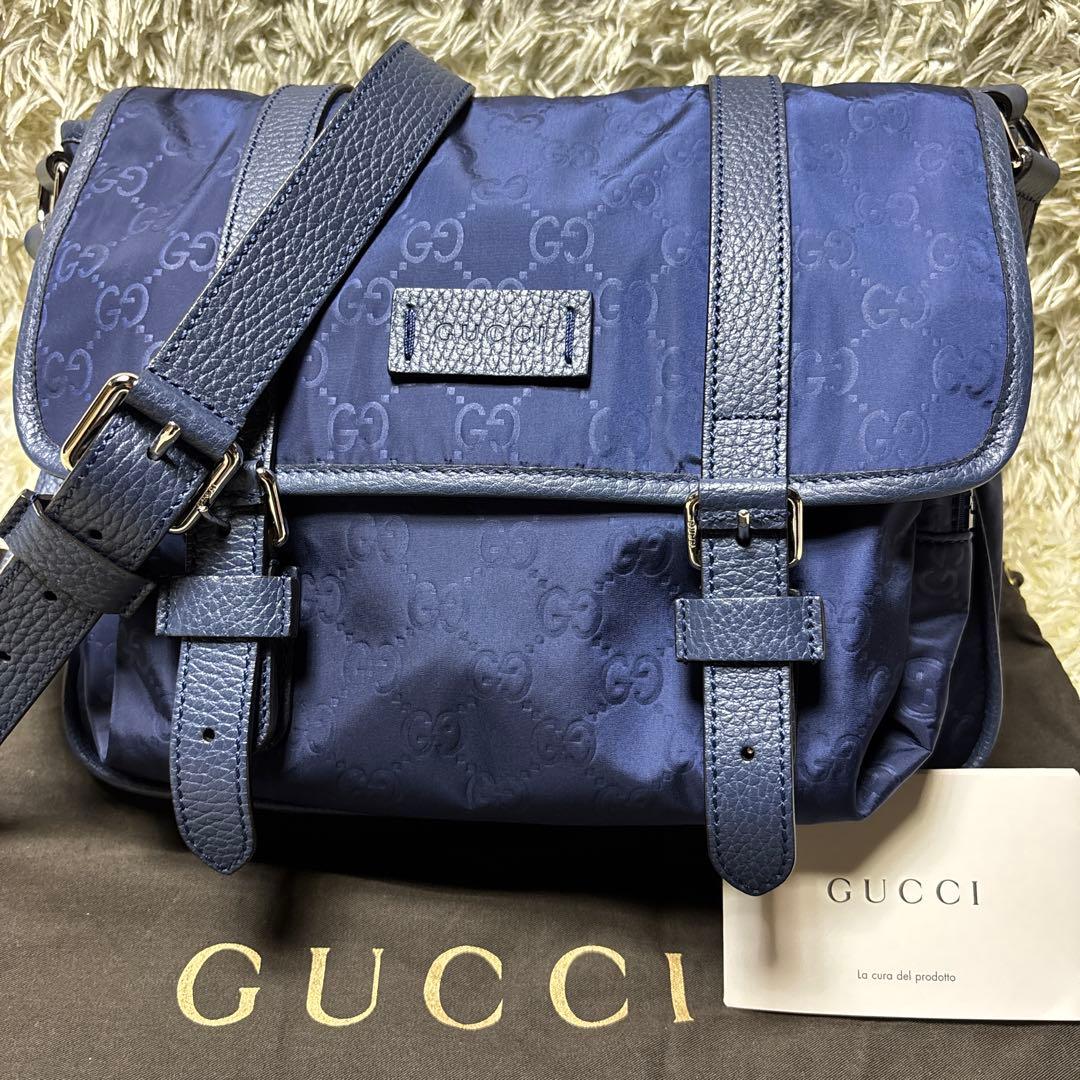 GUCCI グッチ ブルー ネイビー ミニメッセンジャーバッグ GGスプリーム