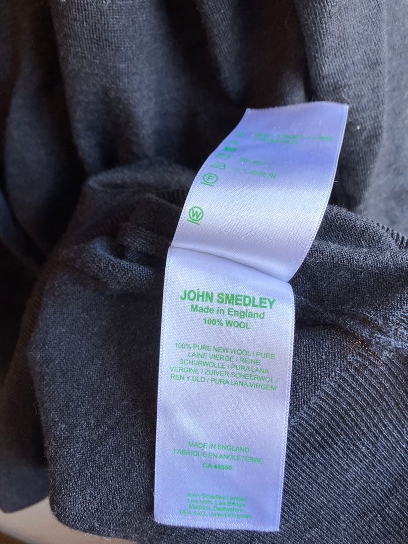 ジョンスメドレー タートルネック グレー ウール ハイゲージ 30G Ｌ