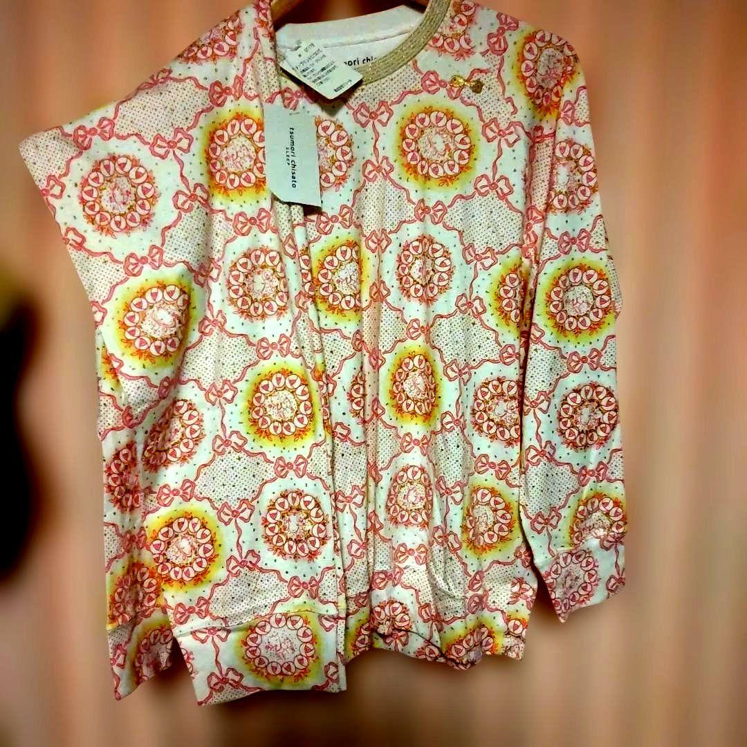 tsumori chisatoタグ付新品 乙女と猫と薔薇の総柄パジャマ上下セット