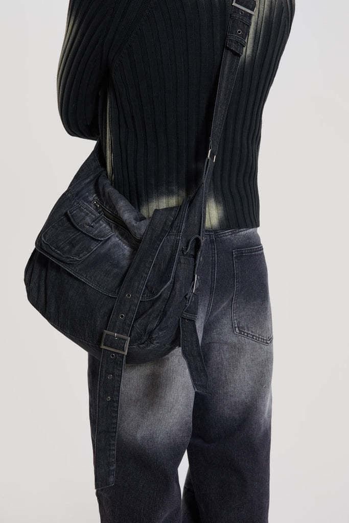 ★新品/JADED LONDON/STELLARデニムメッセンジャーバッグ/B★