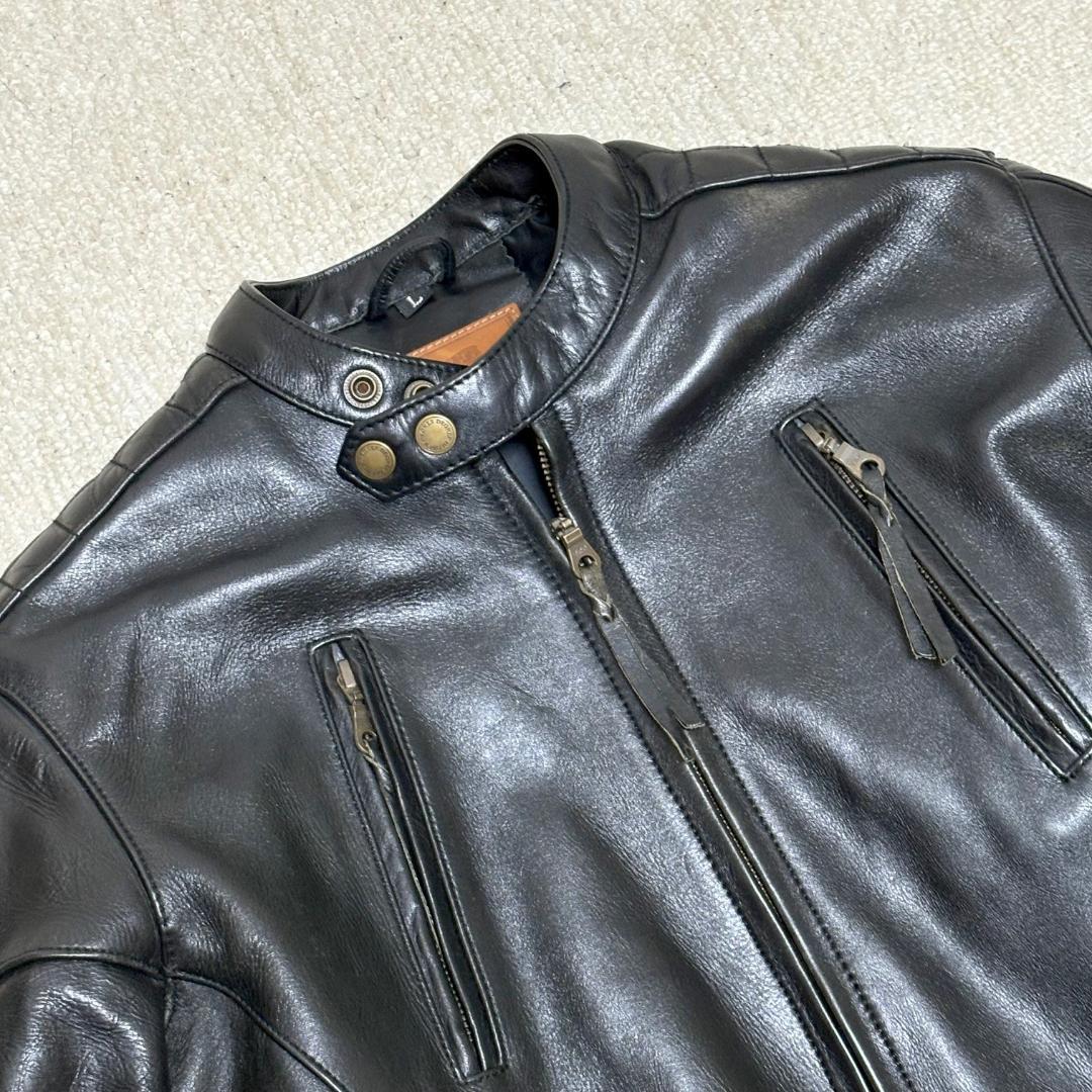 デグナー レザージャケット 黒 牛革 ライダース メンズ Lサイズ