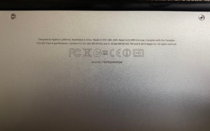 MacBook本体 AppleMac Air 11-inch Late 2010