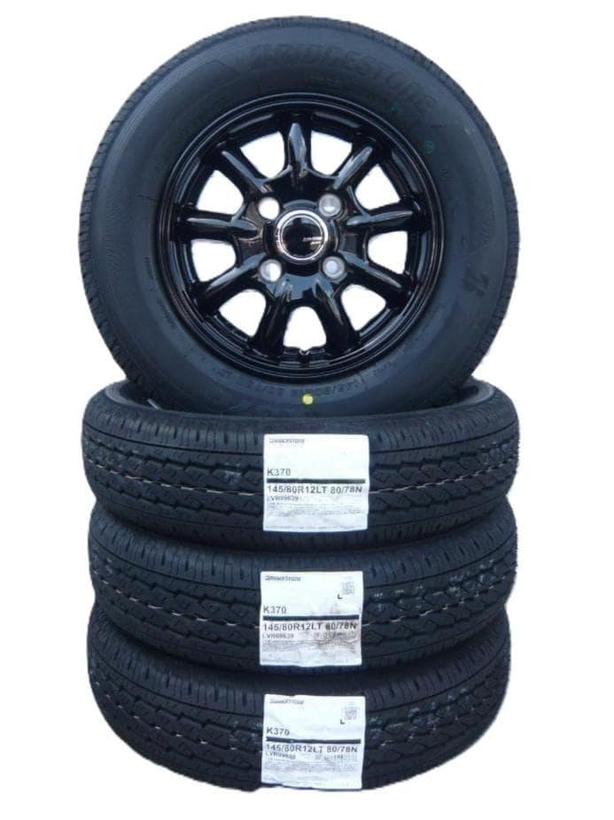 HAL☆ブラックナット付き145/80R12LT☆軽トラ・軽バン・Ｎバン等