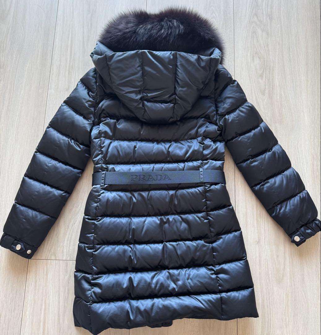 【本日限り】PRADA ロングダウンコート 38 ブラック フォックスファー