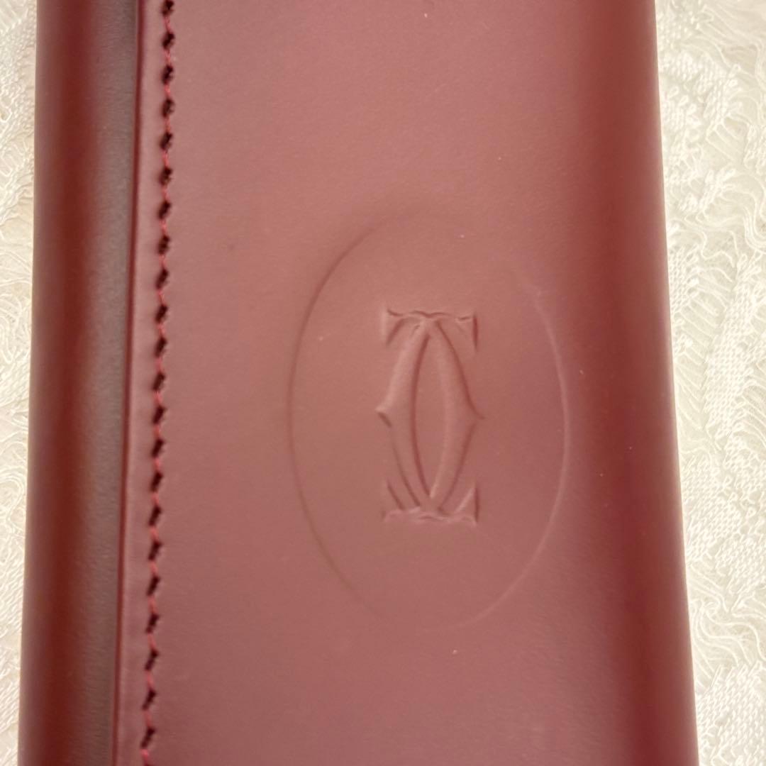 未使用級 カルティエ マストライン キーケース ボルドー 本革ゴールド金具高級感