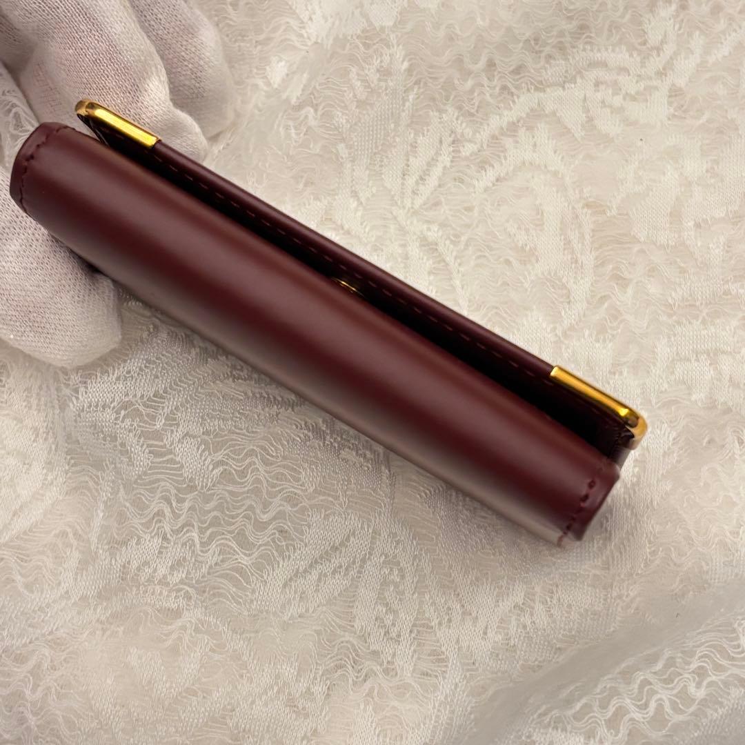 未使用級 カルティエ マストライン キーケース ボルドー 本革ゴールド金具高級感