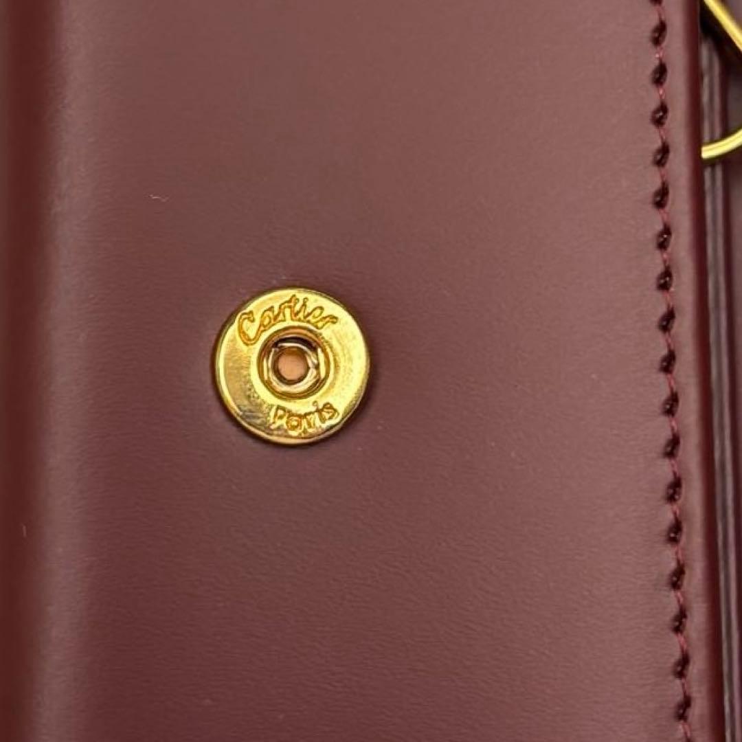 未使用級 カルティエ マストライン キーケース ボルドー 本革ゴールド金具高級感