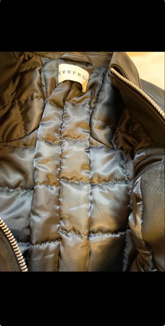 【NVRFRGT】Leather Paneled Zip Up Jacket新品