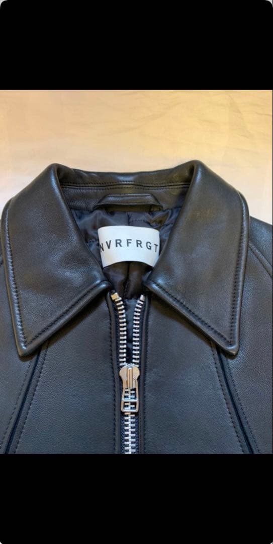【NVRFRGT】Leather Paneled Zip Up Jacket新品
