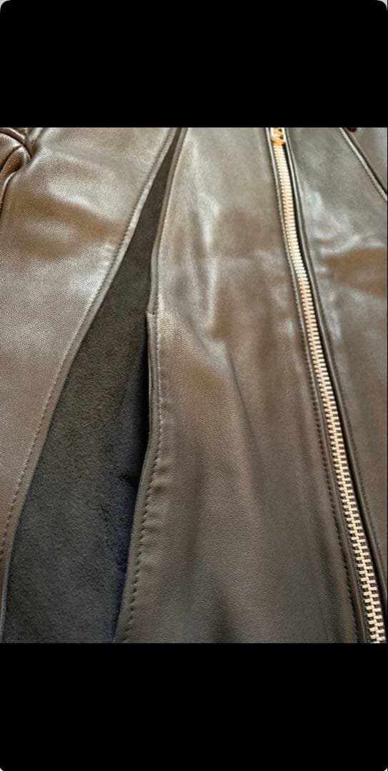 【NVRFRGT】Leather Paneled Zip Up Jacket新品