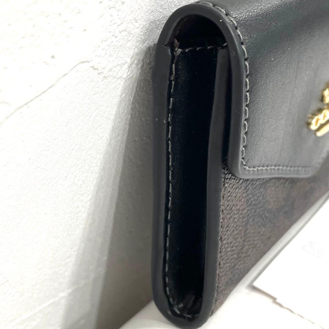 COACH 名刺入れ ブラック/ブラウン シグネチャー カードケース コーチ