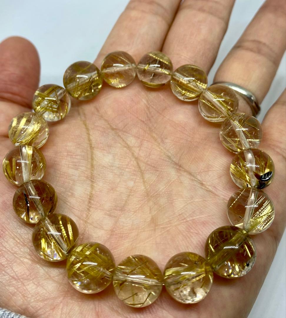 艶、照り、超クリア♪高品質5Aグレード✨ゴールドルチルクォーツのブレスレット