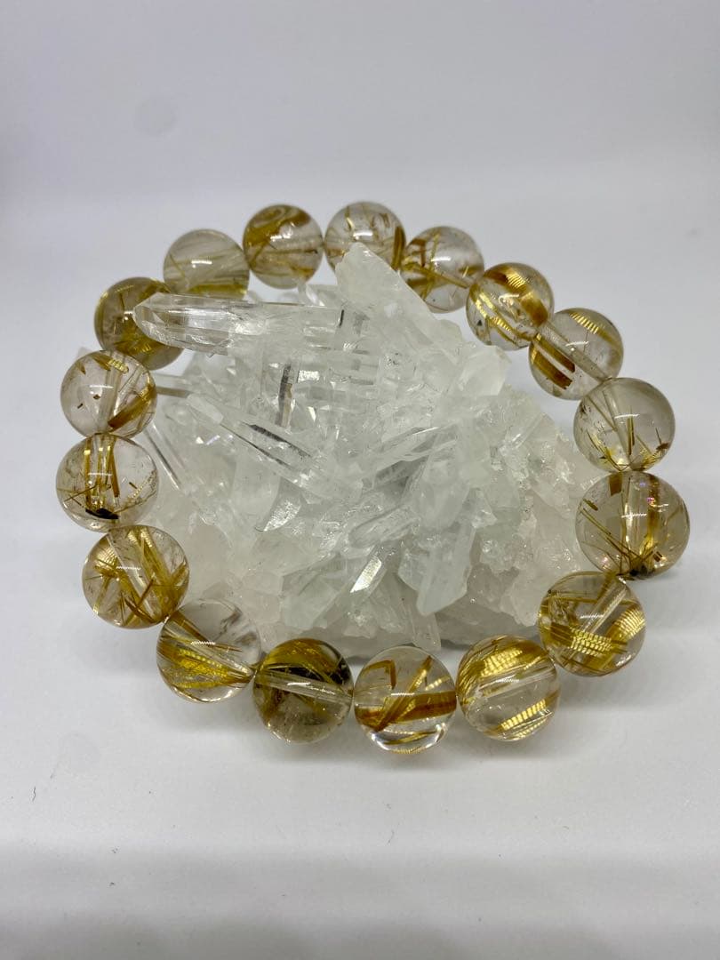 艶、照り、超クリア♪高品質5Aグレード✨ゴールドルチルクォーツのブレスレット