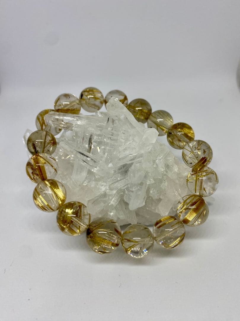 艶、照り、超クリア♪高品質5Aグレード✨ゴールドルチルクォーツのブレスレット