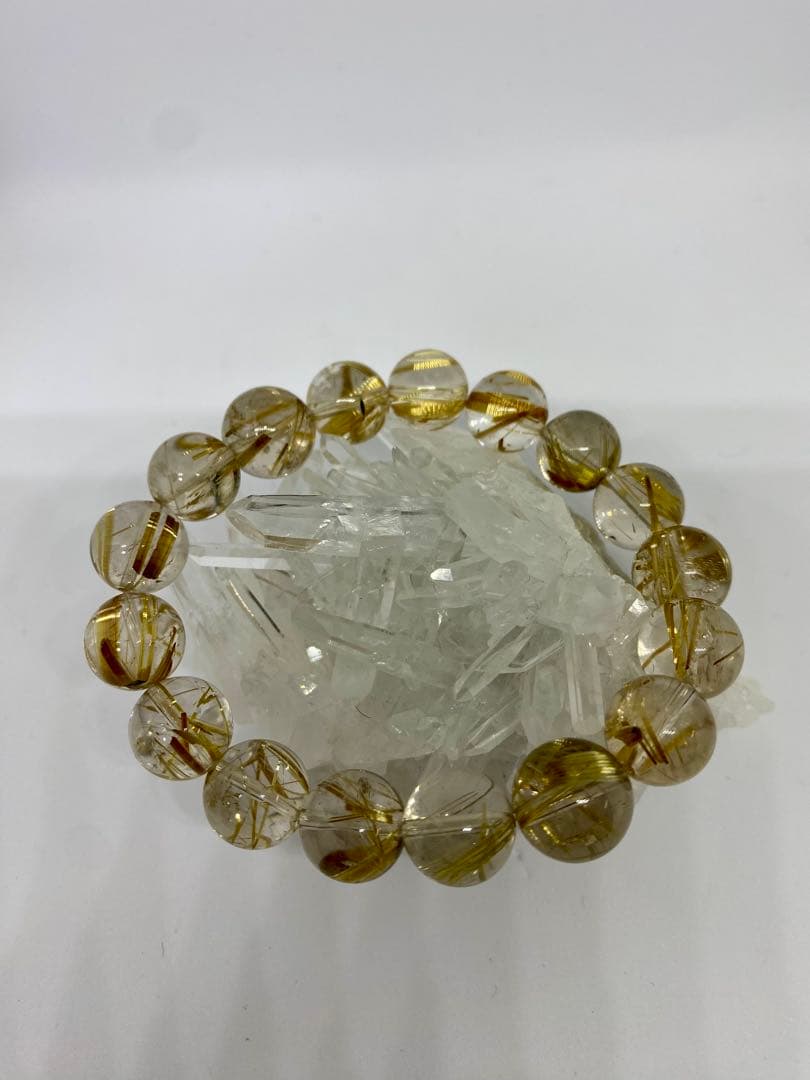 艶、照り、超クリア♪高品質5Aグレード✨ゴールドルチルクォーツのブレスレット