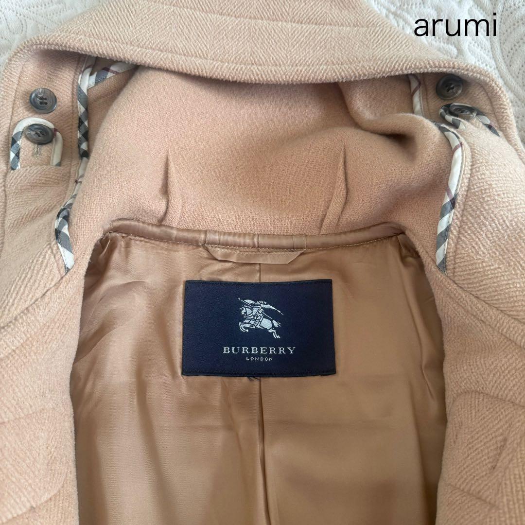 【美品】高級ヘリンボーン バーバリーロンドン 英国製 ベージュ ダッフルコート