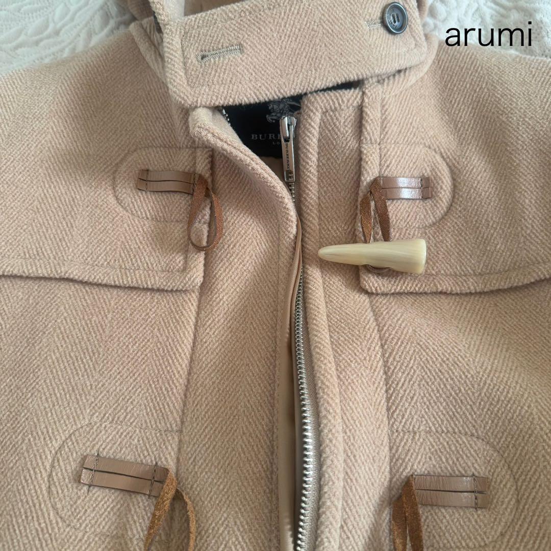 【美品】高級ヘリンボーン バーバリーロンドン 英国製 ベージュ ダッフルコート