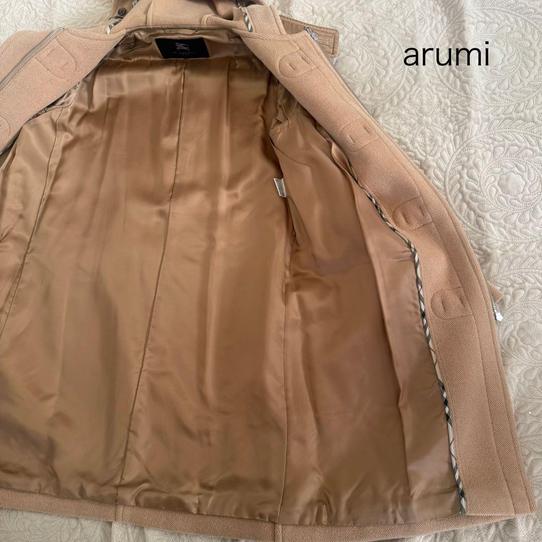 【美品】高級ヘリンボーン バーバリーロンドン 英国製 ベージュ ダッフルコート