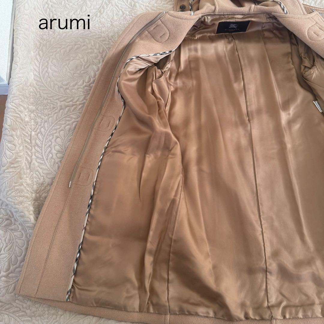 【美品】高級ヘリンボーン バーバリーロンドン 英国製 ベージュ ダッフルコート