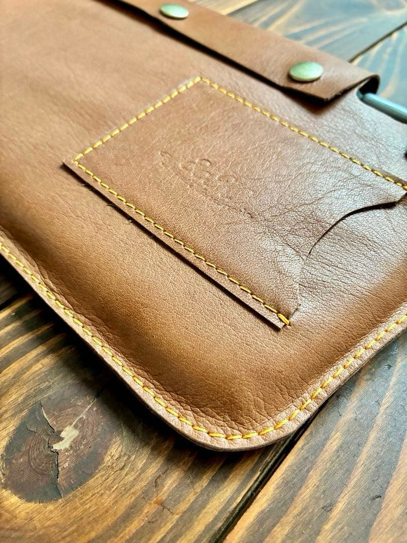 本革サンバイザーカバー キャメル オレンジステッチ バニティミラー×1