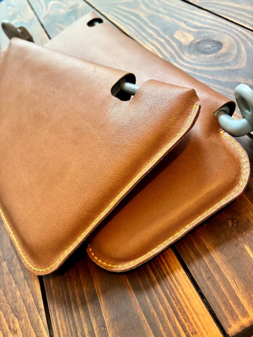 本革サンバイザーカバー キャメル オレンジステッチ バニティミラー×1