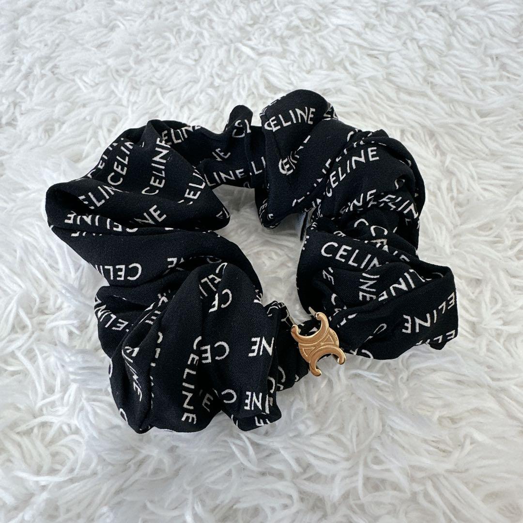 【美品】セリーヌ レイユール シュシュ ゴールド ブラック CELINE