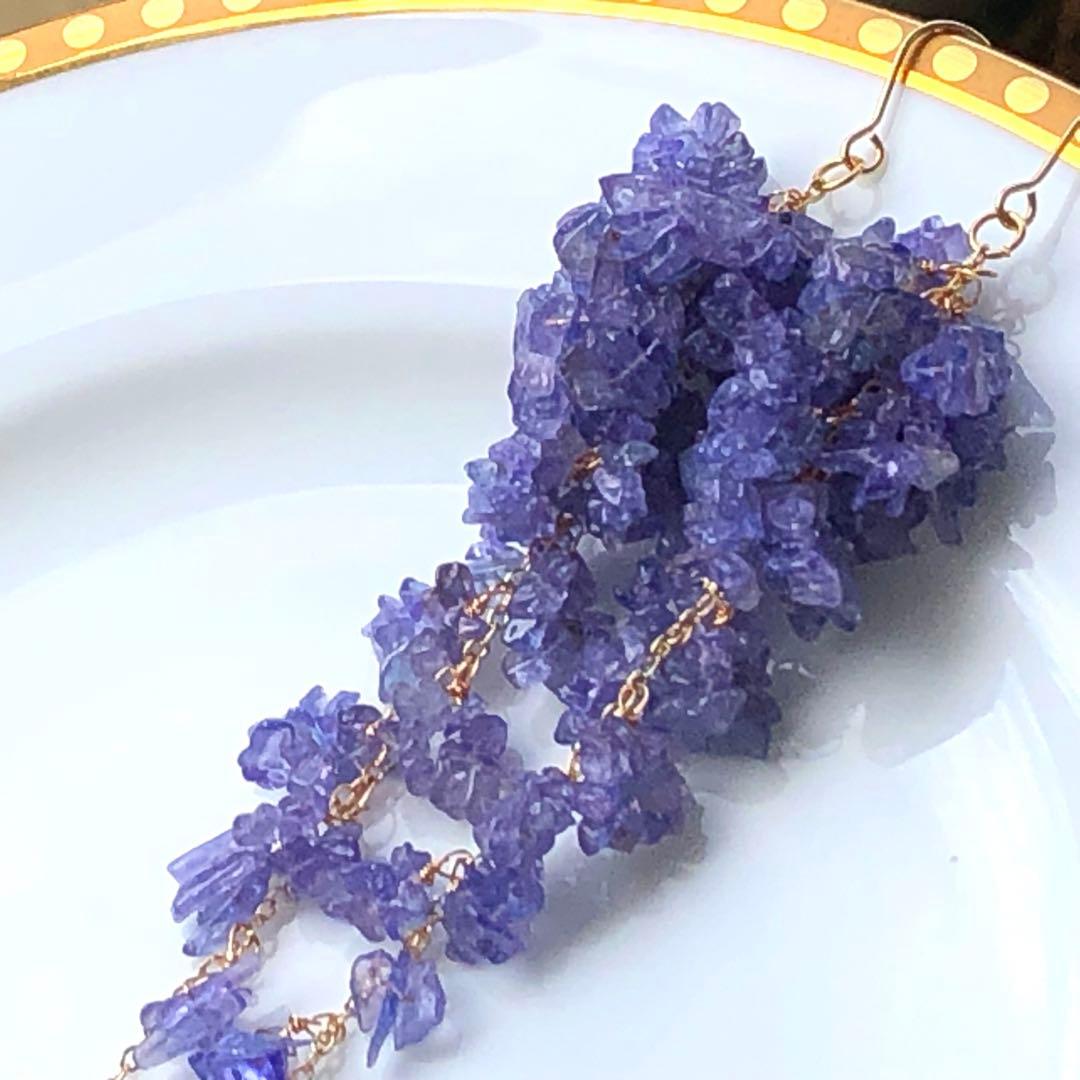 天然石♡桜プレシャスオパール×ティールブルーのピアス14kgf