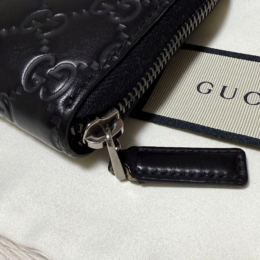 GUCCI ブラック レザー 長財布 GGパターン