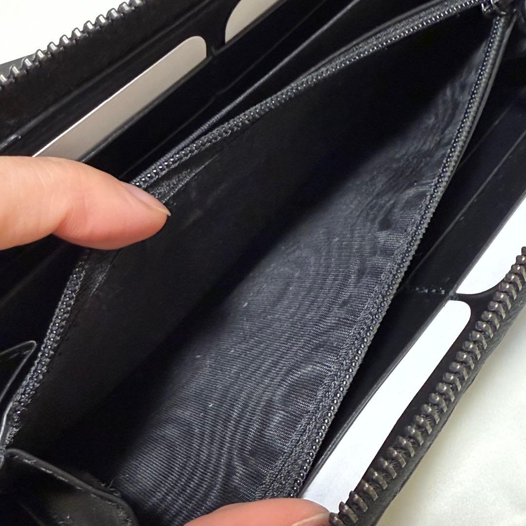 GUCCI ブラック レザー 長財布 GGパターン