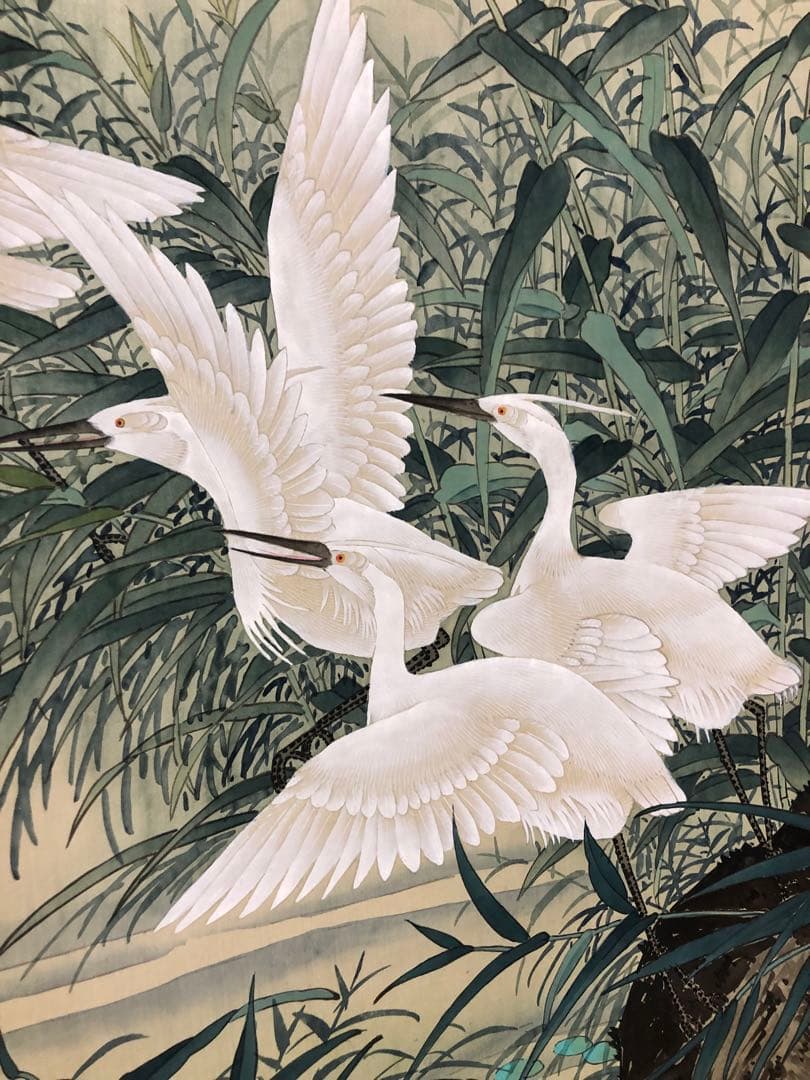 t*a様 業者買取品！林　良(リン　リョウ)鶴の掛軸 ! 年代物！300円スター